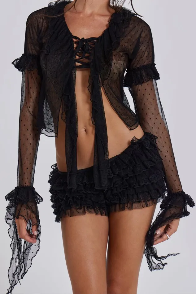 Women Jaded London Long Sleeve Tops Priya Tulle Blouse