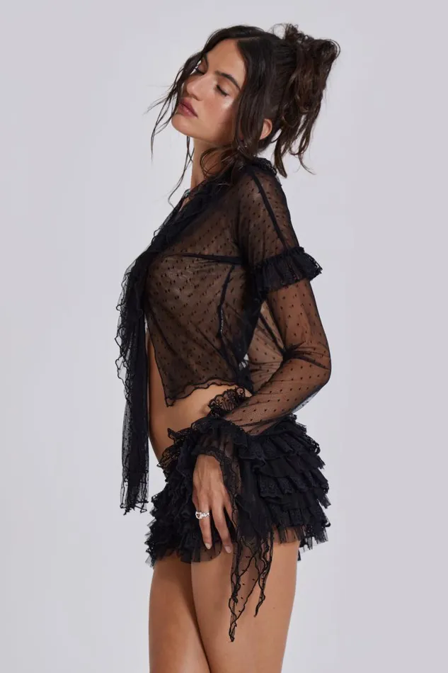 Women Jaded London Long Sleeve Tops Priya Tulle Blouse