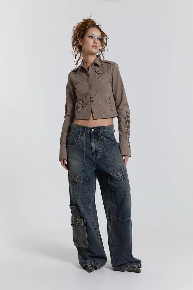 Women Jaded London Long Sleeve Tops Solstice Cargo Shirt