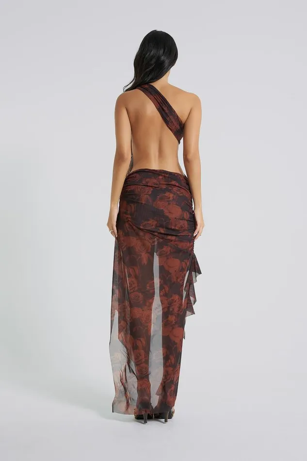 Women Jaded London Maxi Dresses Athena One Shoulder Draped Maxi Dress