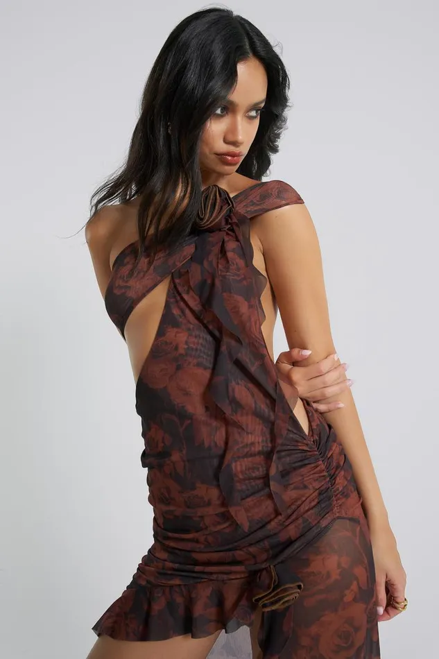 Women Jaded London Maxi Dresses Athena One Shoulder Draped Maxi Dress