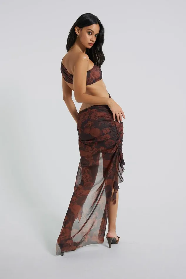 Women Jaded London Maxi Dresses Athena One Shoulder Draped Maxi Dress