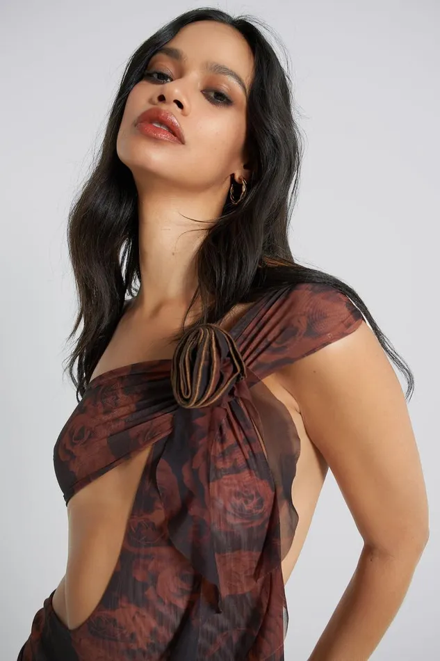 Women Jaded London Maxi Dresses Athena One Shoulder Draped Maxi Dress