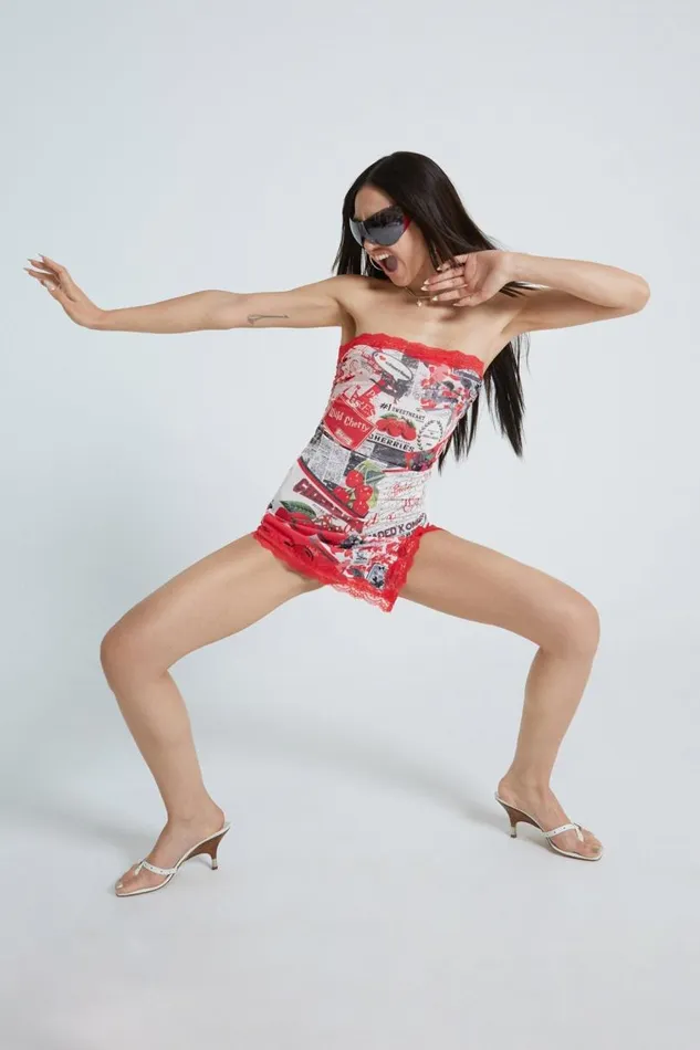 Women Jaded London Mini Dresses Laced Up Nighty Red Mini Dress