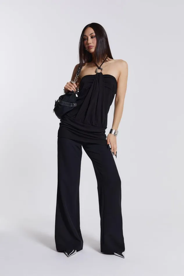Women Jaded London Mini Dresses Noir Draped Mini Dress