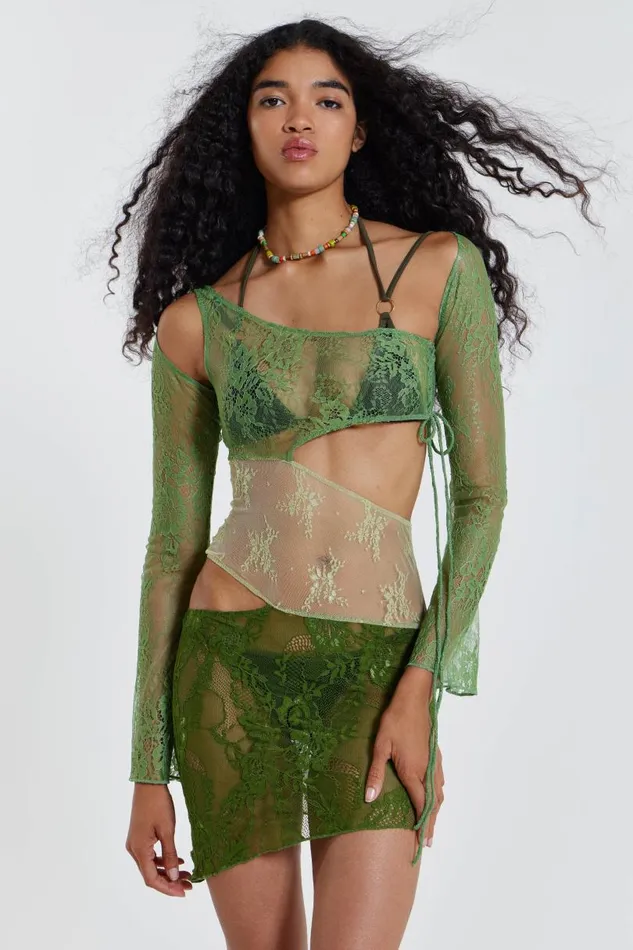 Women Jaded London Mini Dresses Siren Mini Dress In Green