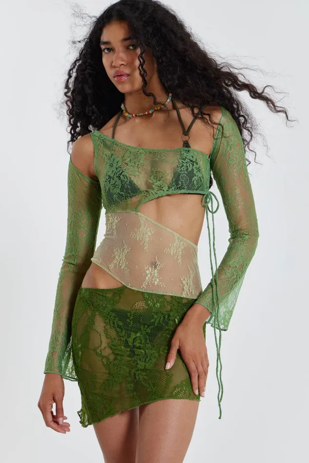 Women Jaded London Mini Dresses Siren Mini Dress In Green