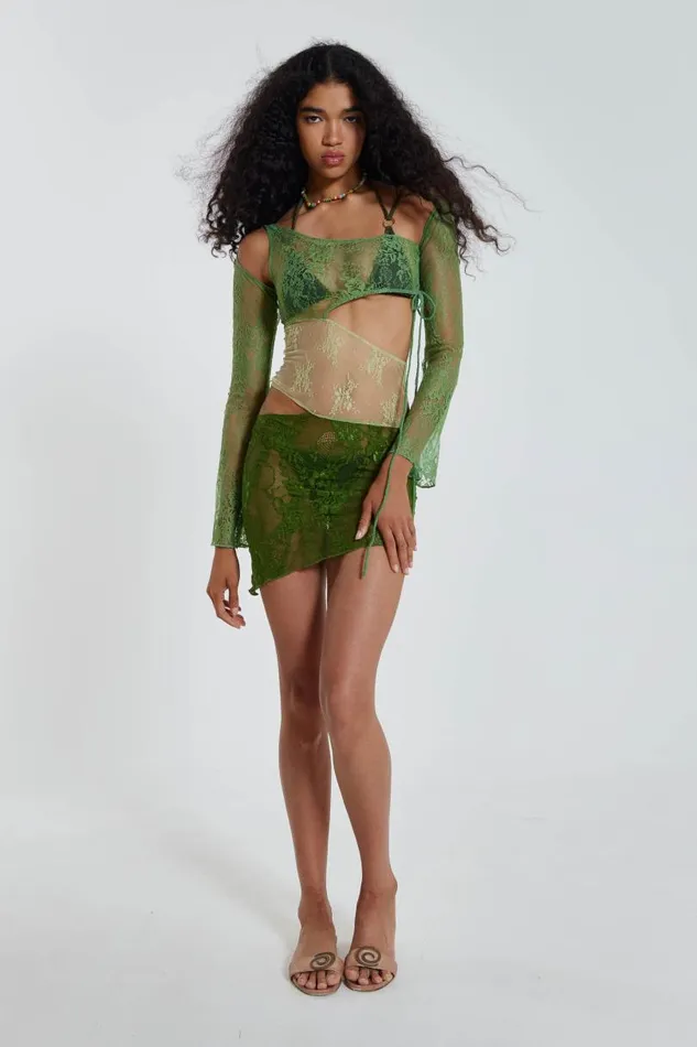 Women Jaded London Mini Dresses Siren Mini Dress In Green