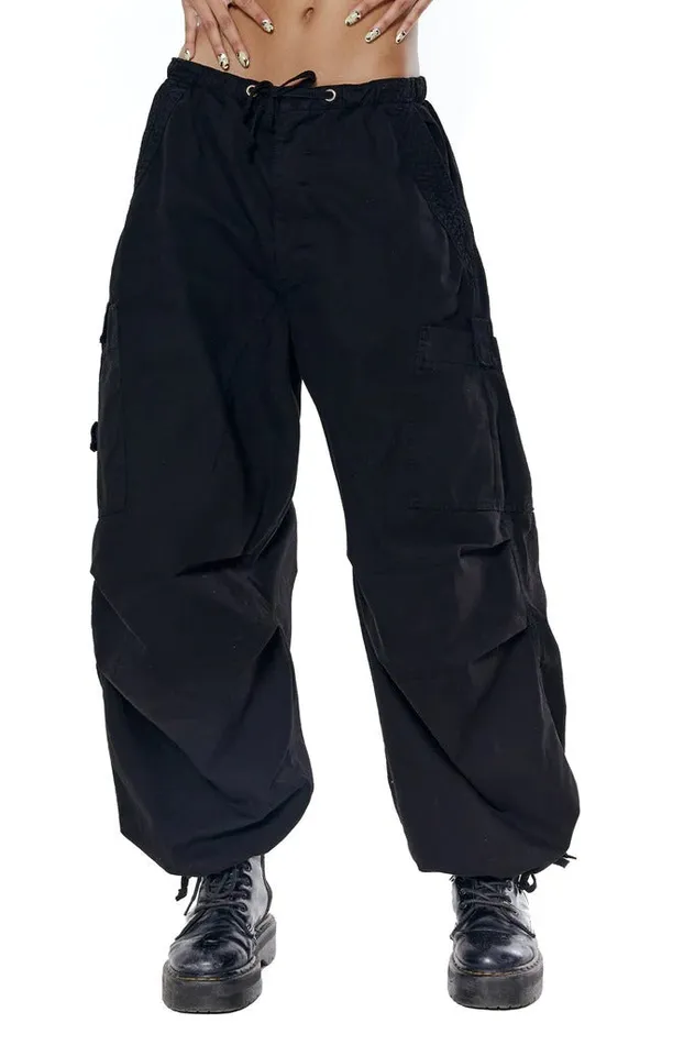 Women Jaded London Parachute Pants Black Parachute Cargo Pants