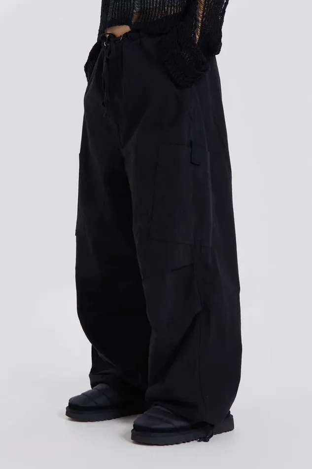 Women Jaded London Parachute Pants Black Parachute Cargo Pants