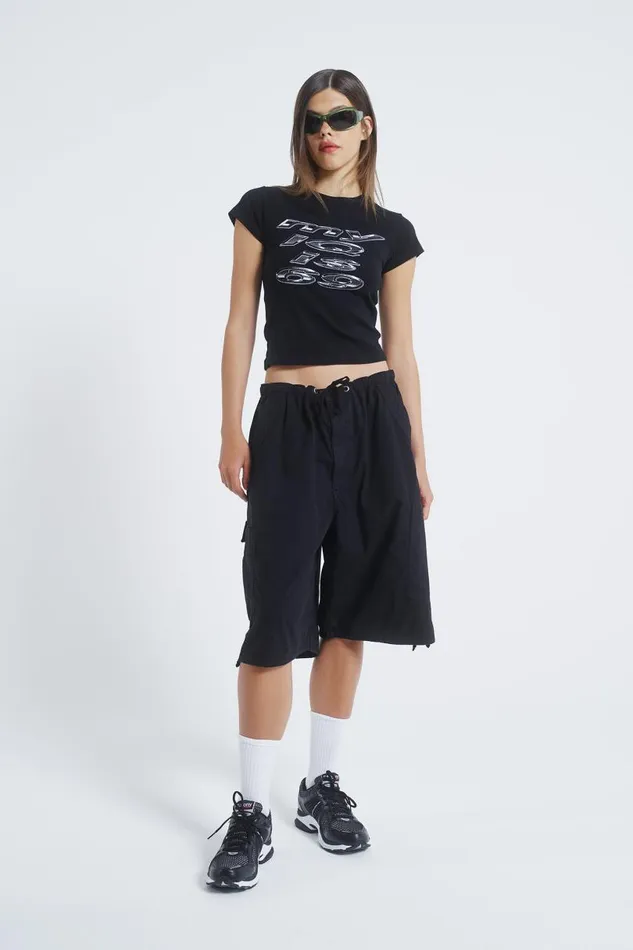 Women Jaded London Parachute Pants Black Parachute Cargo Shorts