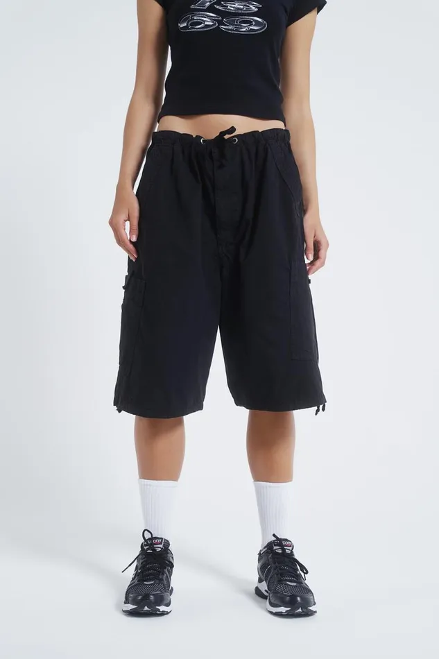 Women Jaded London Parachute Pants Black Parachute Cargo Shorts