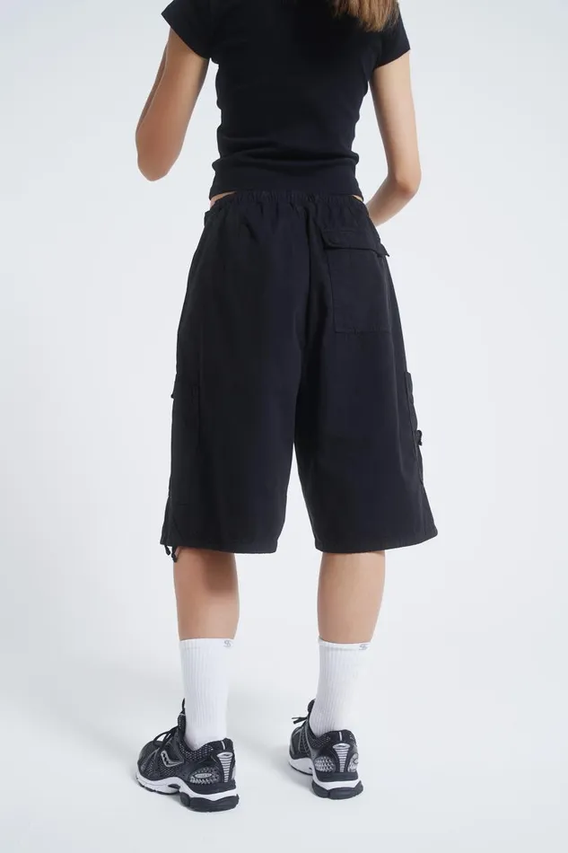 Women Jaded London Parachute Pants Black Parachute Cargo Shorts