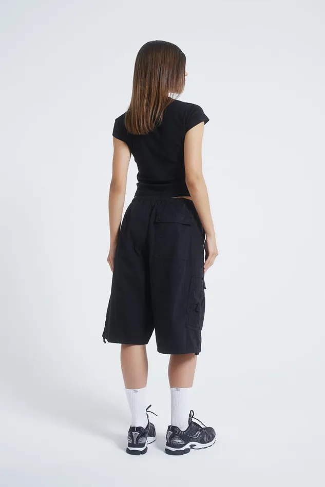 Women Jaded London Parachute Pants Black Parachute Cargo Shorts