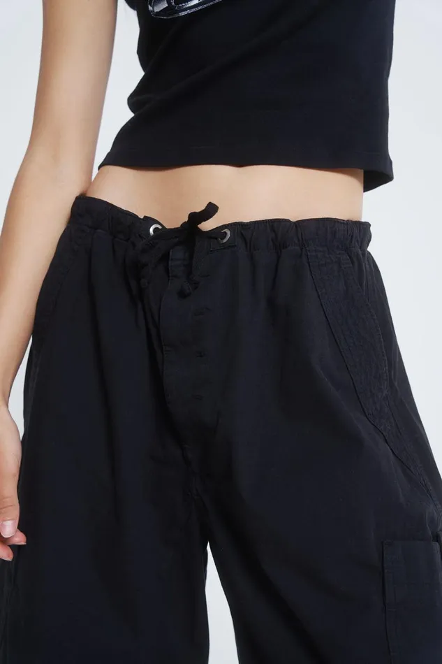 Women Jaded London Parachute Pants Black Parachute Cargo Shorts