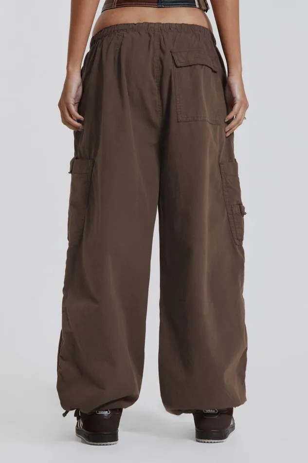 Women Jaded London Parachute Pants Brown Parachute Cargo Pants