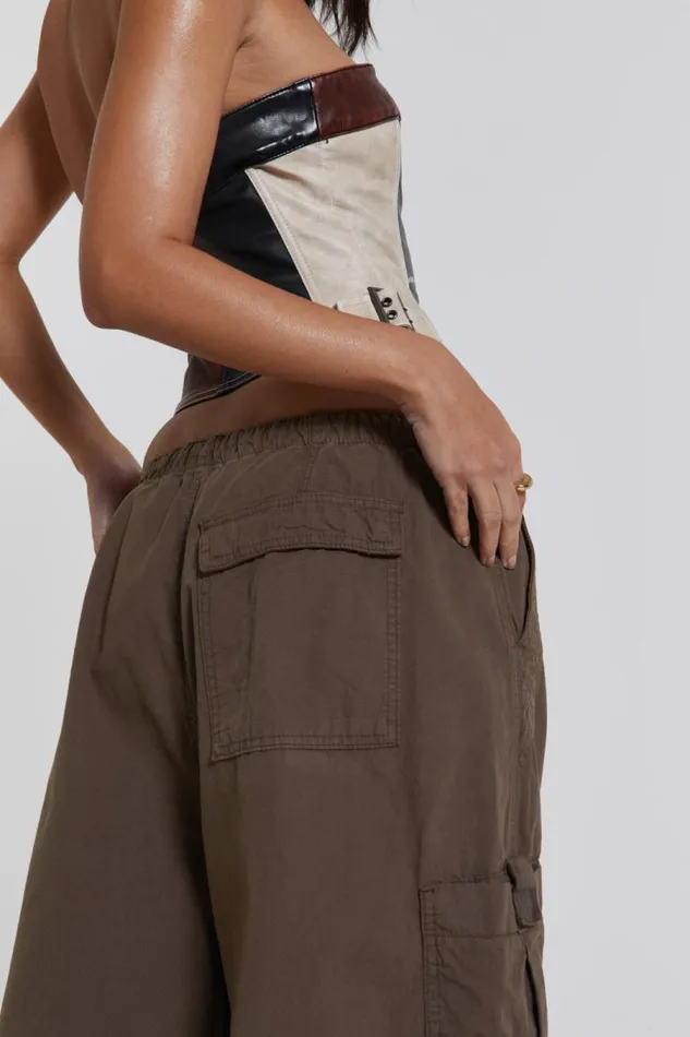 Women Jaded London Parachute Pants Brown Parachute Cargo Pants