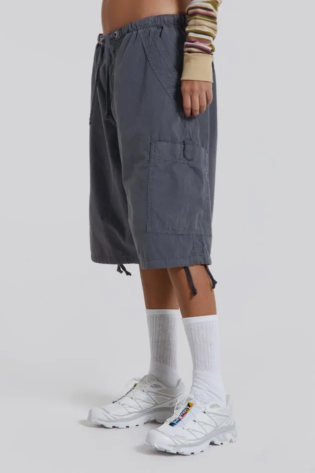Women Jaded London Parachute Pants Vintage Grey Parachute Cargo Shorts