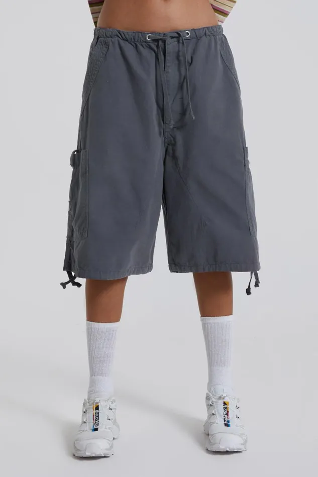 Women Jaded London Parachute Pants Vintage Grey Parachute Cargo Shorts