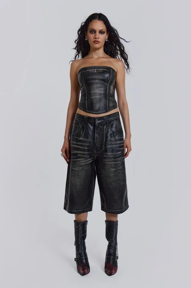 Women Jaded London Shorts and Jorts Ash Faux Leather Colossus Shorts