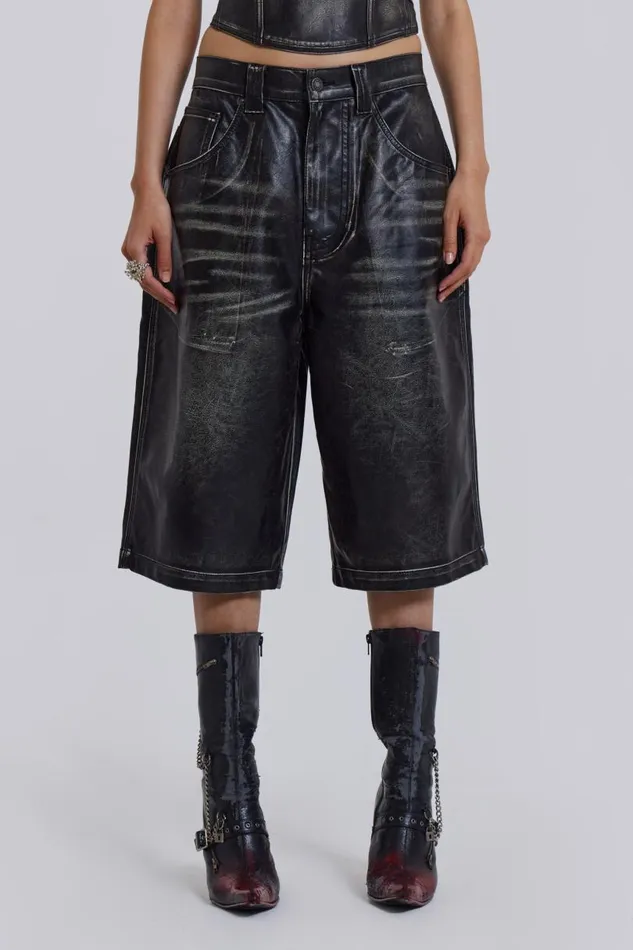 Women Jaded London Shorts and Jorts Ash Faux Leather Colossus Shorts