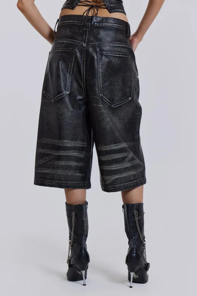 Women Jaded London Shorts and Jorts Ash Faux Leather Colossus Shorts