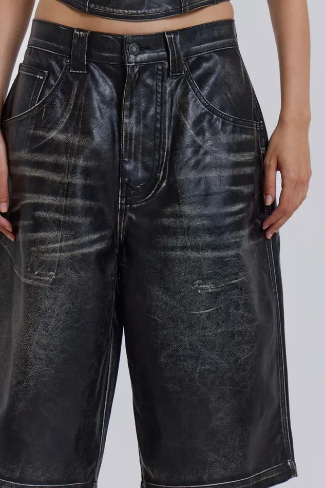 Women Jaded London Shorts and Jorts Ash Faux Leather Colossus Shorts