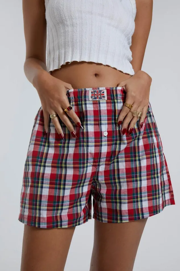 Women Jaded London Shorts and Jorts Multi Tartan Boxer Short