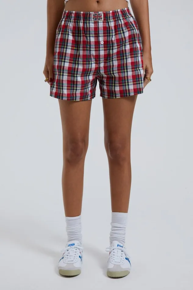 Women Jaded London Shorts and Jorts Multi Tartan Boxer Short