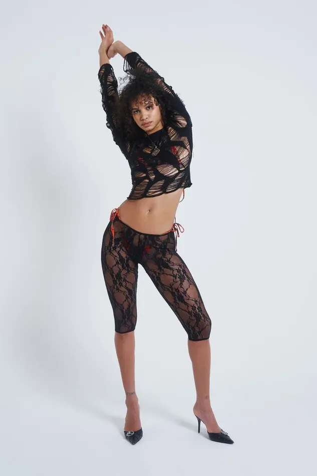 Women Jaded London Shorts and Jorts Venice Lace Pedal Pushers