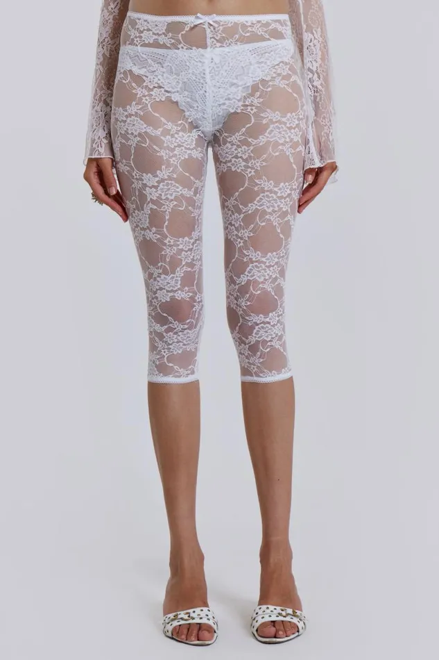 Women Jaded London Shorts and Jorts Venice Lace Pedal Pushers In White
