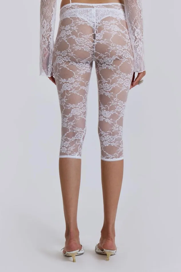 Women Jaded London Shorts and Jorts Venice Lace Pedal Pushers In White