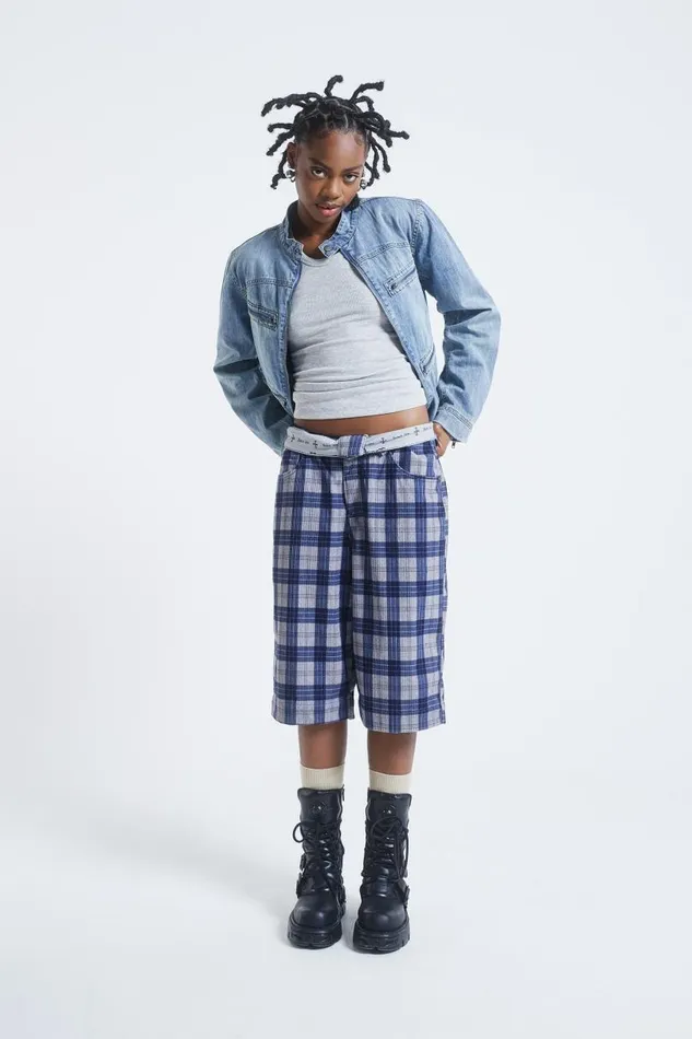 Women Jaded London Shorts and Jorts Zeppelin Checked Jumbo Shorts