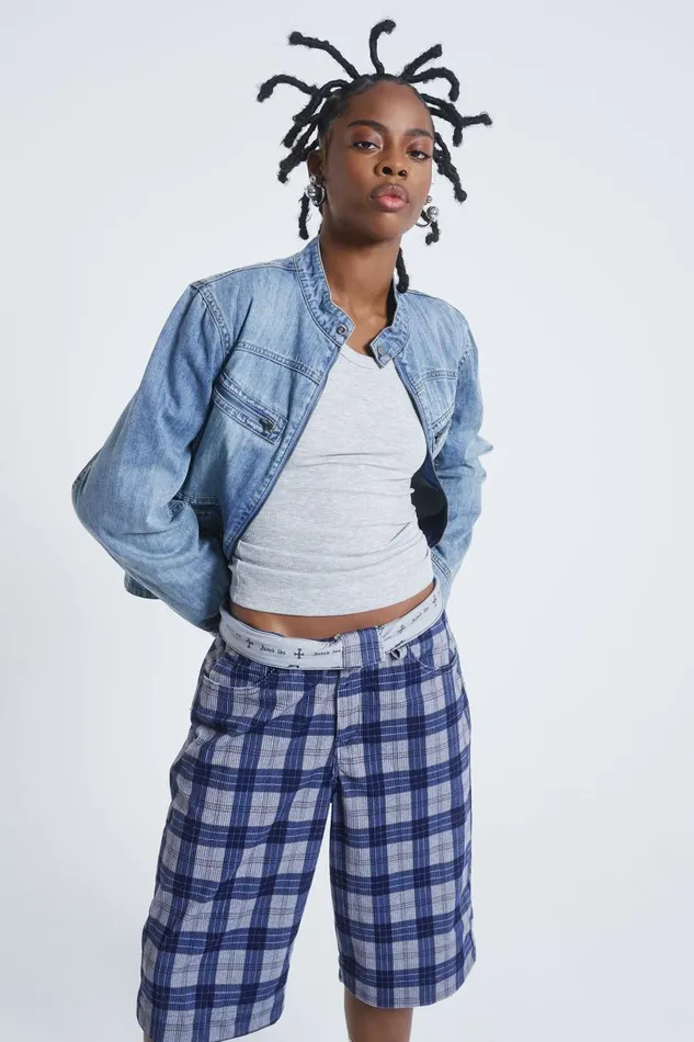 Women Jaded London Shorts and Jorts Zeppelin Checked Jumbo Shorts