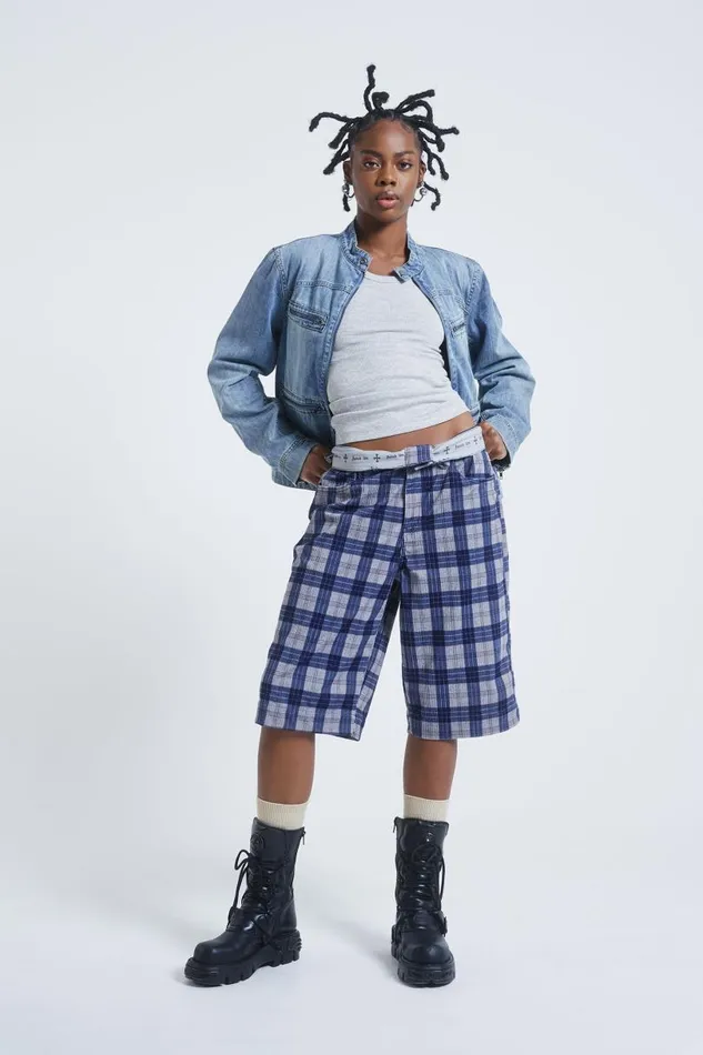 Women Jaded London Shorts and Jorts Zeppelin Checked Jumbo Shorts