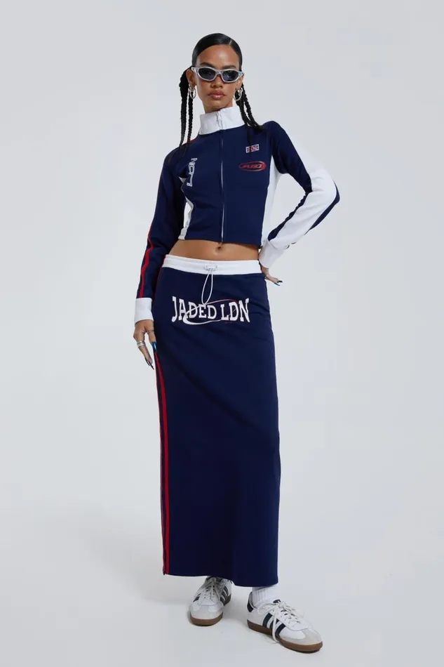 Women Jaded London Skirts Blueprint Jersey Maxi Skirt With Toggle Detail