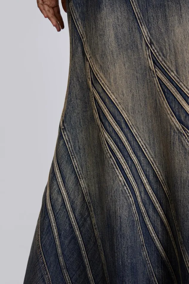 Women Jaded London Skirts Celadon Denim Maxi Skirt