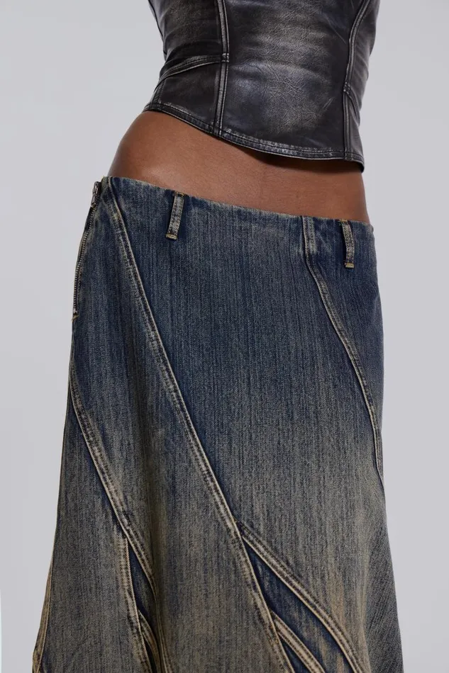 Women Jaded London Skirts Celadon Denim Maxi Skirt