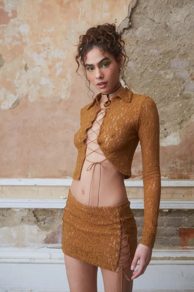 Women Jaded London Skirts Coyote Lace Mini Skirt