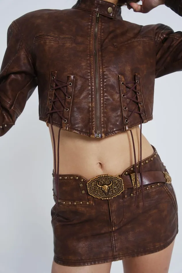 Women Jaded London Skirts Easy Rider Faux Leather Micro Mini Skirt