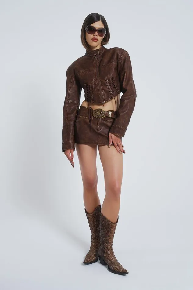 Women Jaded London Skirts Easy Rider Faux Leather Micro Mini Skirt
