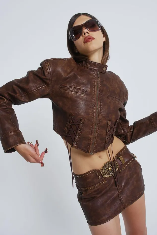 Women Jaded London Skirts Easy Rider Faux Leather Micro Mini Skirt