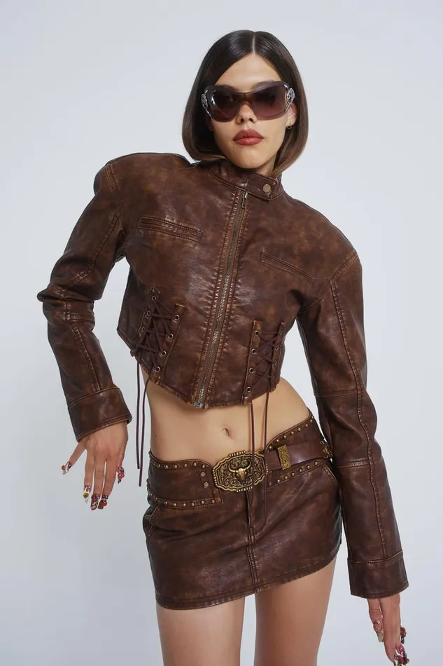 Women Jaded London Skirts Easy Rider Faux Leather Micro Mini Skirt
