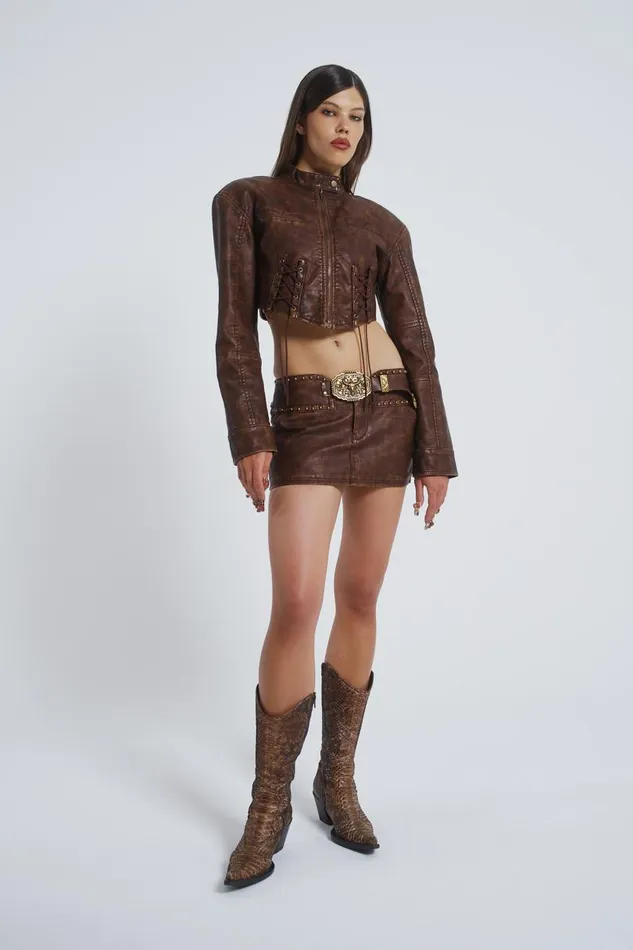 Women Jaded London Skirts Easy Rider Faux Leather Micro Mini Skirt