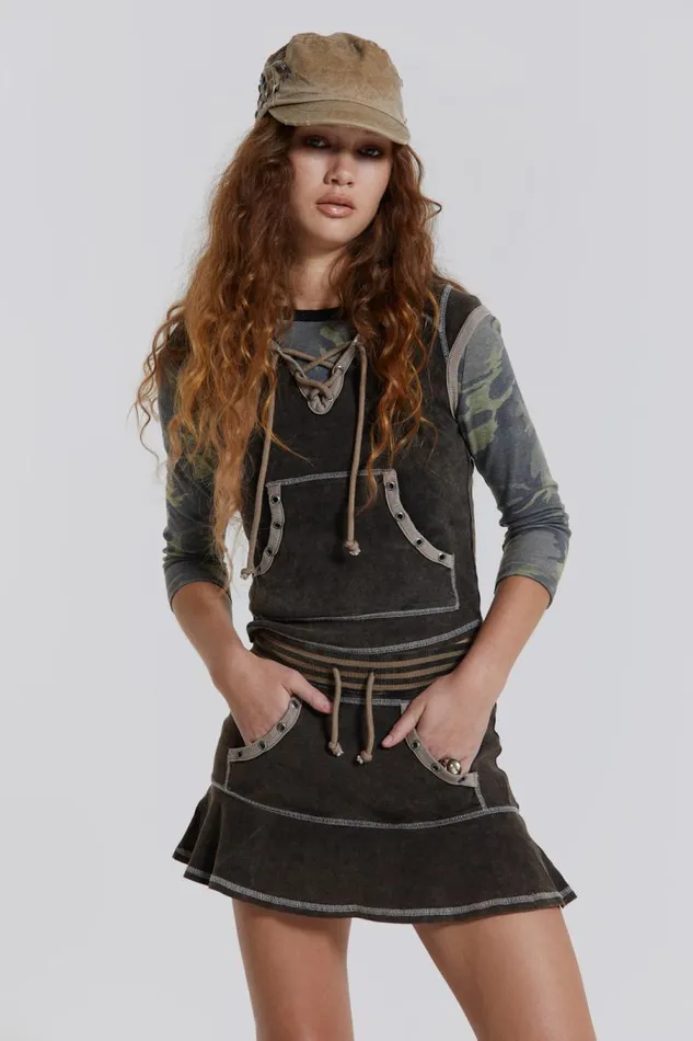 Women Jaded London Skirts Freya Acid Wash Frill Mini Skirt
