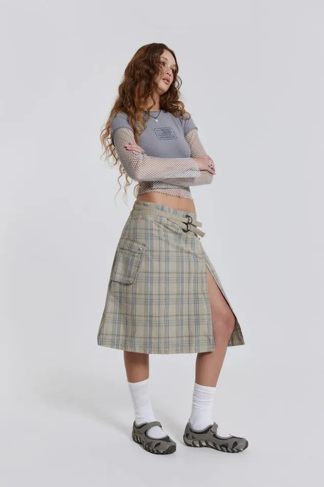 Women Jaded London Skirts Giselle Check Cargo Midi Skirt