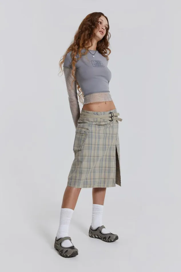 Women Jaded London Skirts Giselle Check Cargo Midi Skirt
