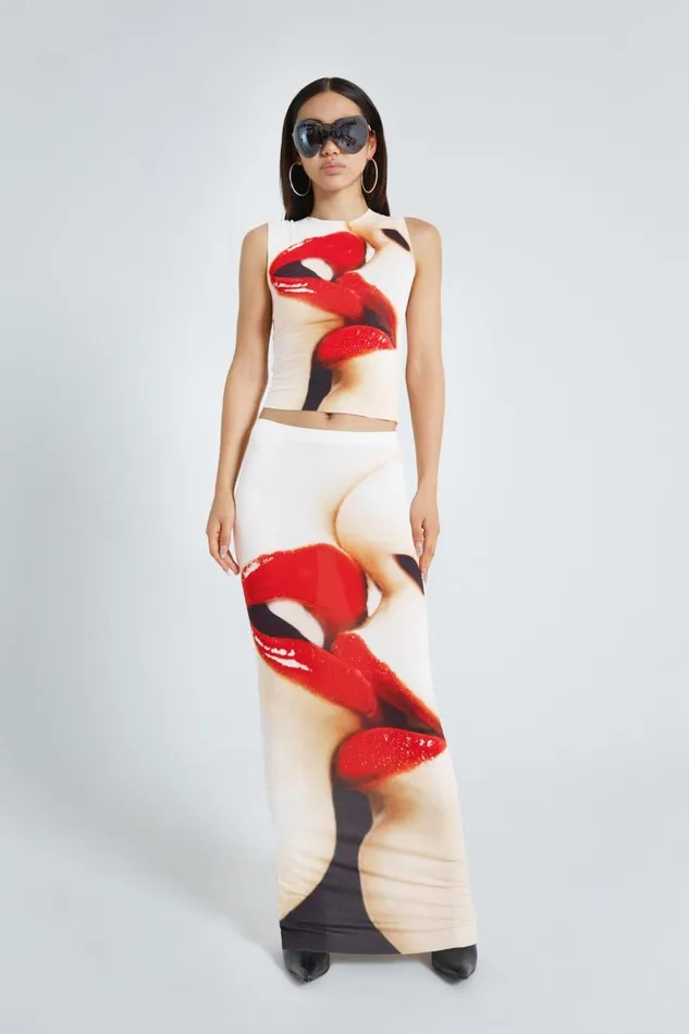 Women Jaded London Skirts Kiss Me Quick Raw Hem Maxi Skirt
