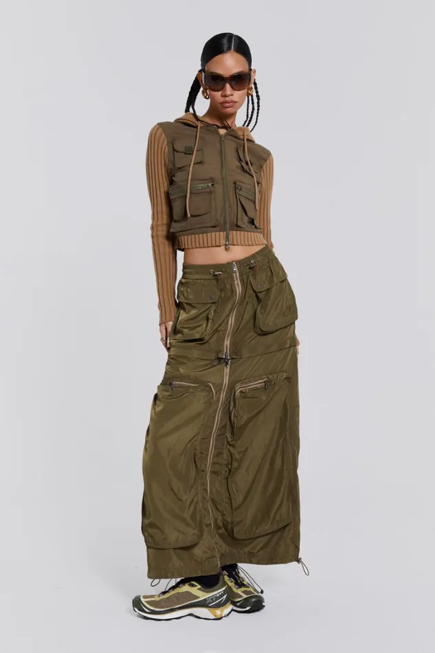 Women Jaded London Skirts Madison 2 In 1 Cargo Maxi Skirt