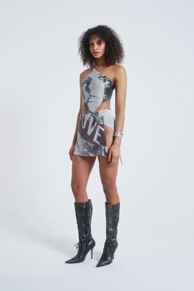Women Jaded London Skirts Printed Chain Mail Wrap Mini Skirt